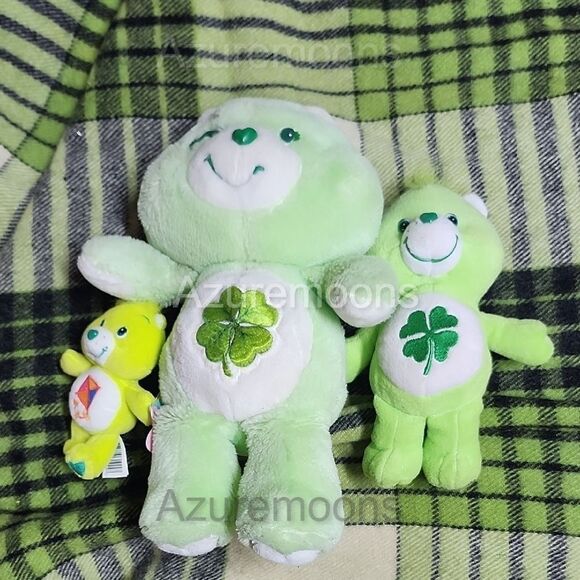 set of 3 vintage Care Bears Green Stuffed Animals - Picture 6 of 6